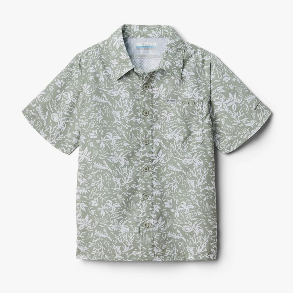 Columbia PFG Green Short Sleeve Shirt kids